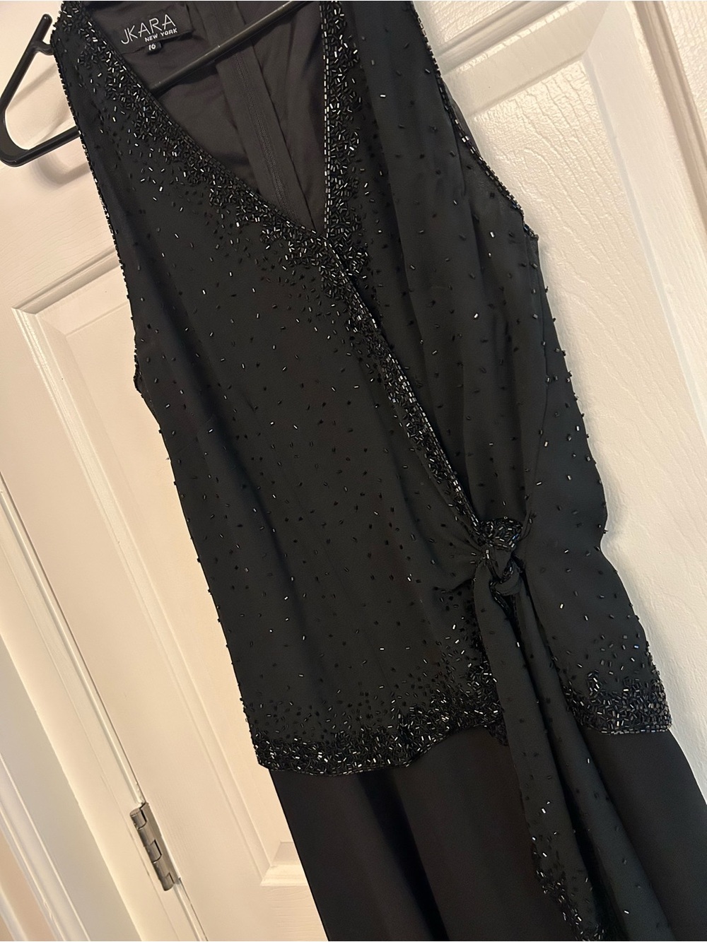 J Kara Black Beaded Sleeveless Evening Dress